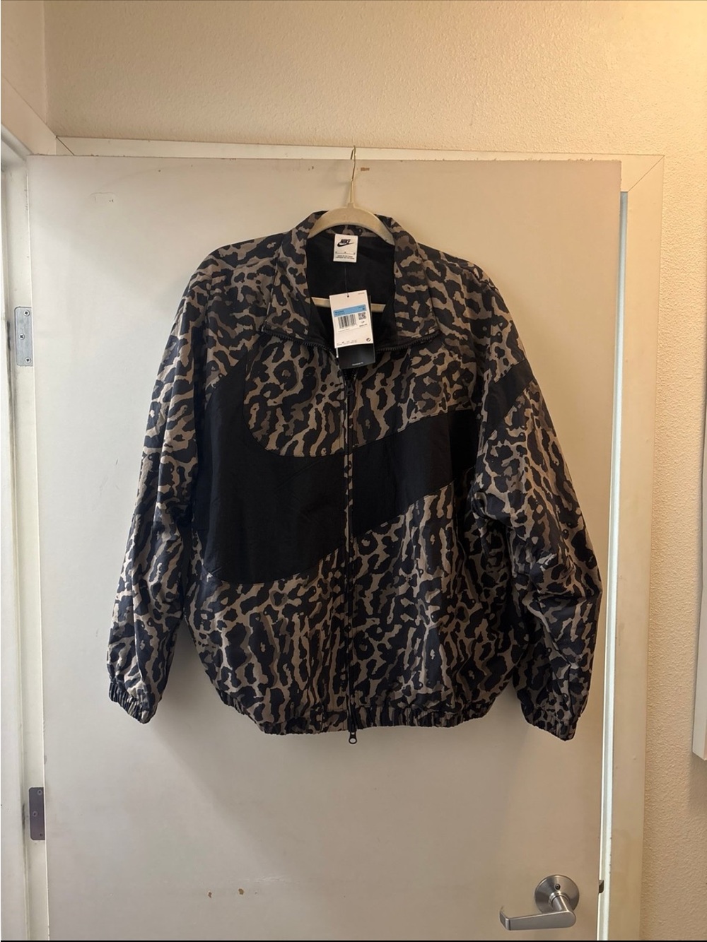 Nike Brown and Black Leopard Print Windbreaker Jacket